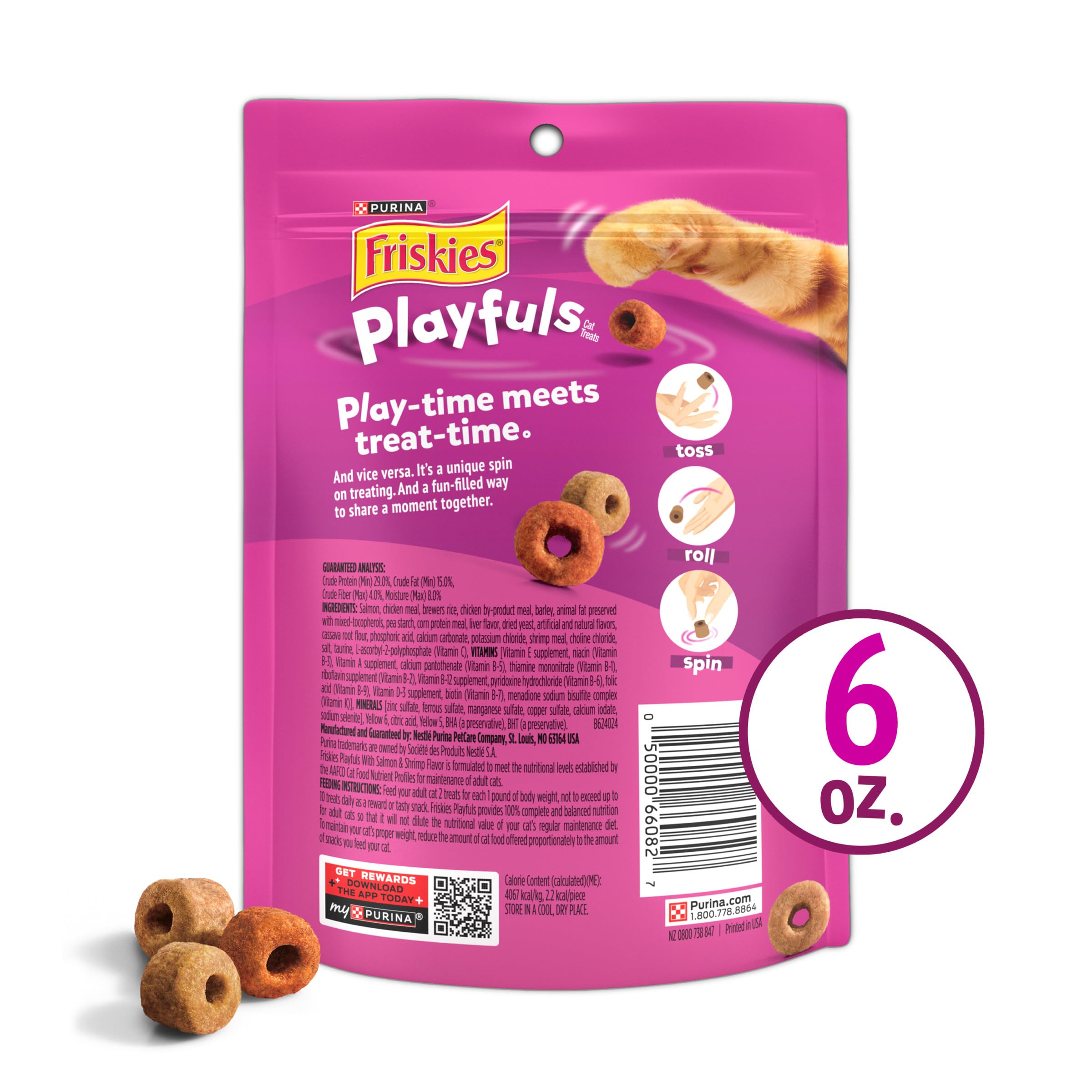Friskies Playfuls treats invite mental engagement through playful activity.