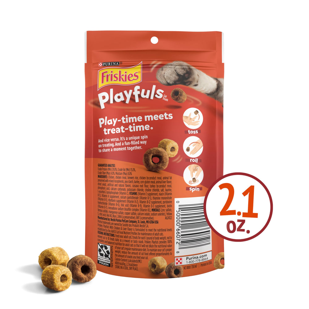 Friskies Playfuls shape provides mental stimulation during treat-based play sessions.