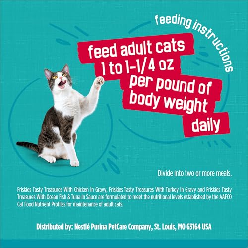 Friskies Purina quality control labeling indicating safety and consistency