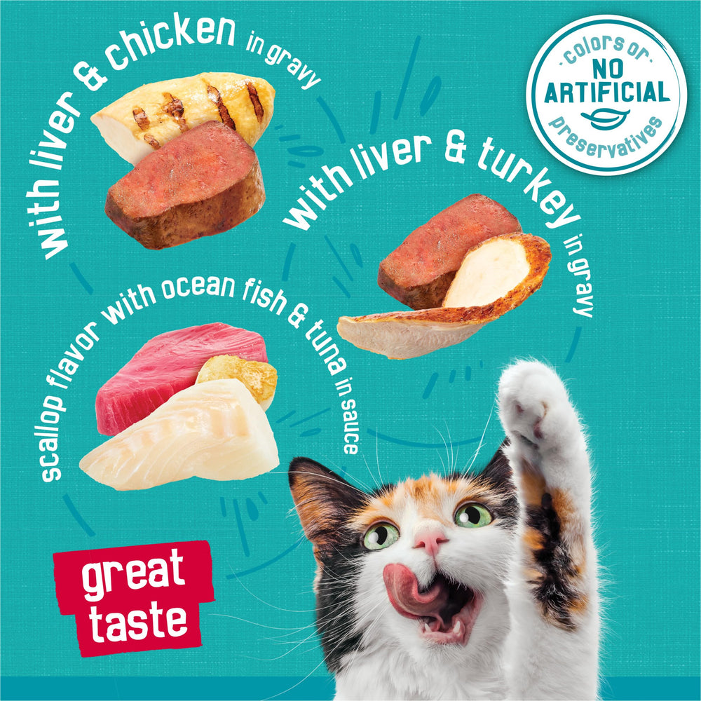 Friskies Tasty Treasures Prime Filets turkey serving with savory gravy