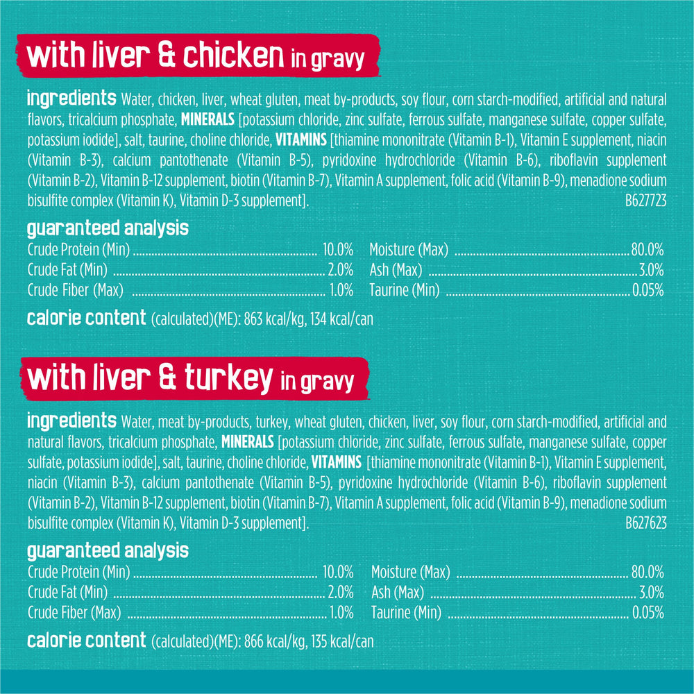 Friskies three-recipes rotation in package to keep meals interesting