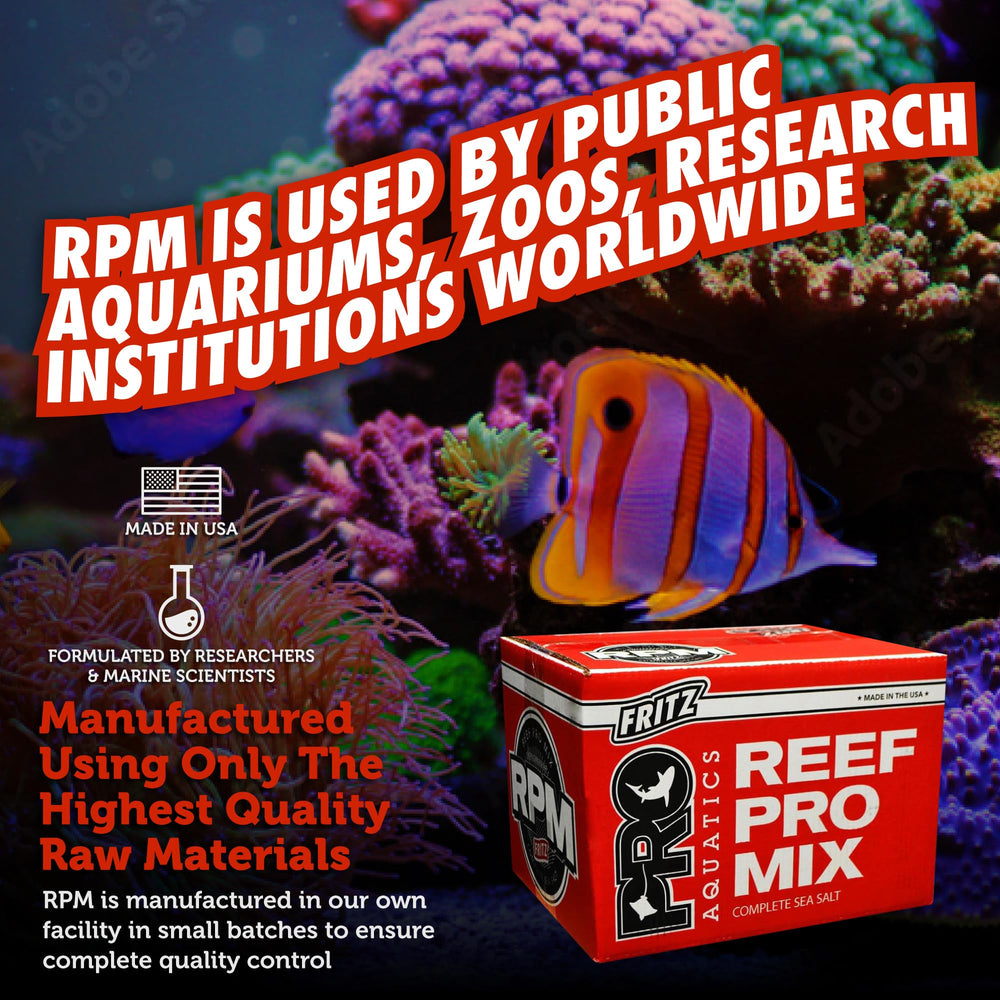RPM Redline red box packaging emphasizes bulk supply for reef maintenance