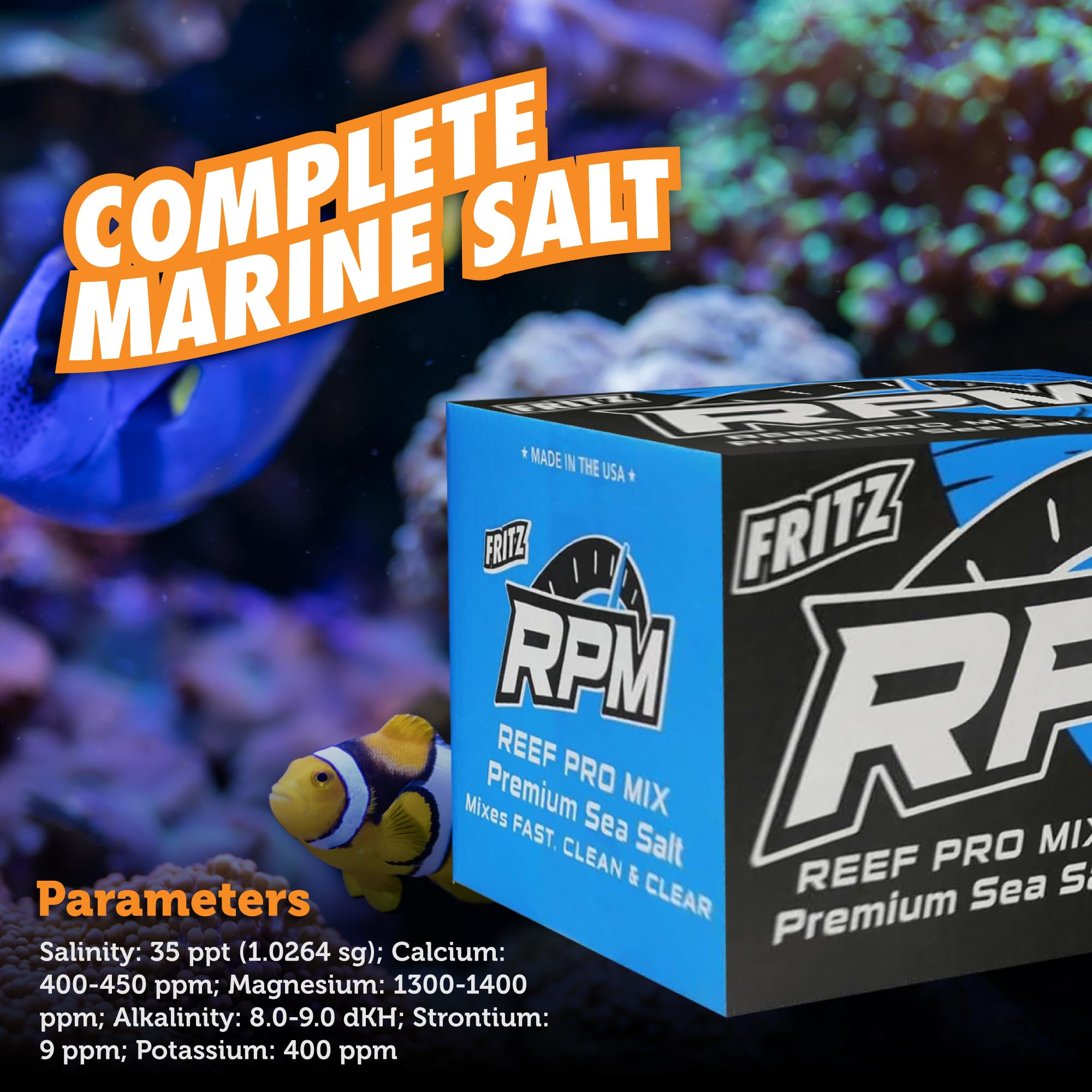 Fritz Aquatics Reef Pro Mix in a tank setup suggests ready-to-use reef systems.