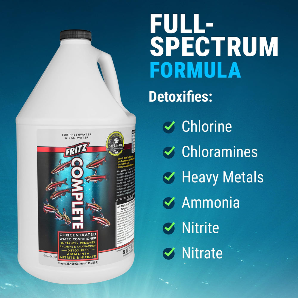 Fritz Complete dosing-drops demonstrates precise addition for aquarium setups.