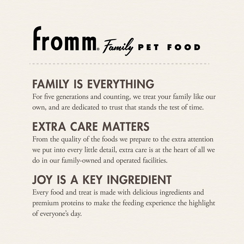 Fromm all breeds and ages dog snacks shown as versatile treat option.