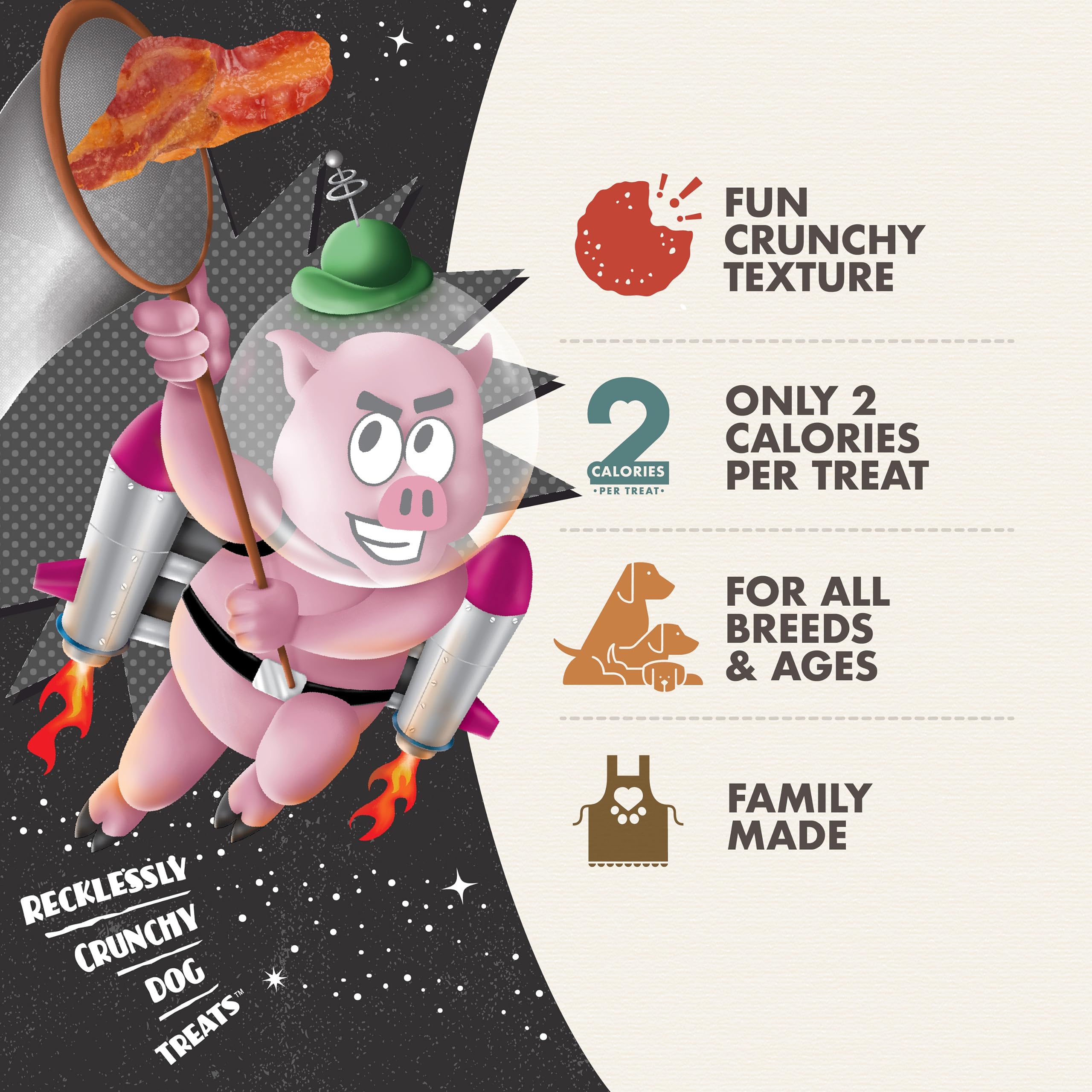 Fromm Crunchy Os Bacon Blasters treats for training demonstrates bite-sized crunch for quick rewards.