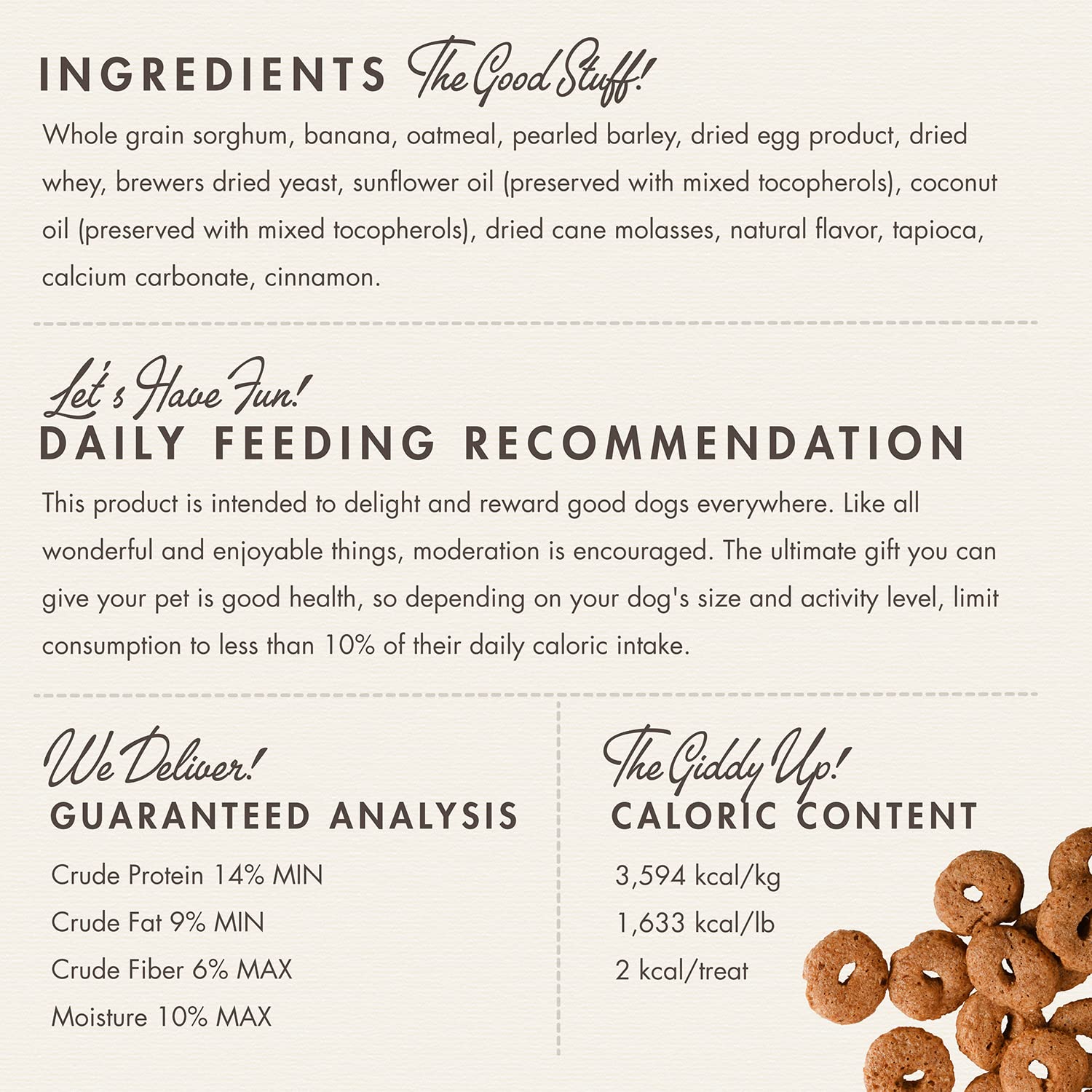 Fromm Crunchy Os Banana Kablammas ingredient panel emphasizes whole grains and natural banana goodness.