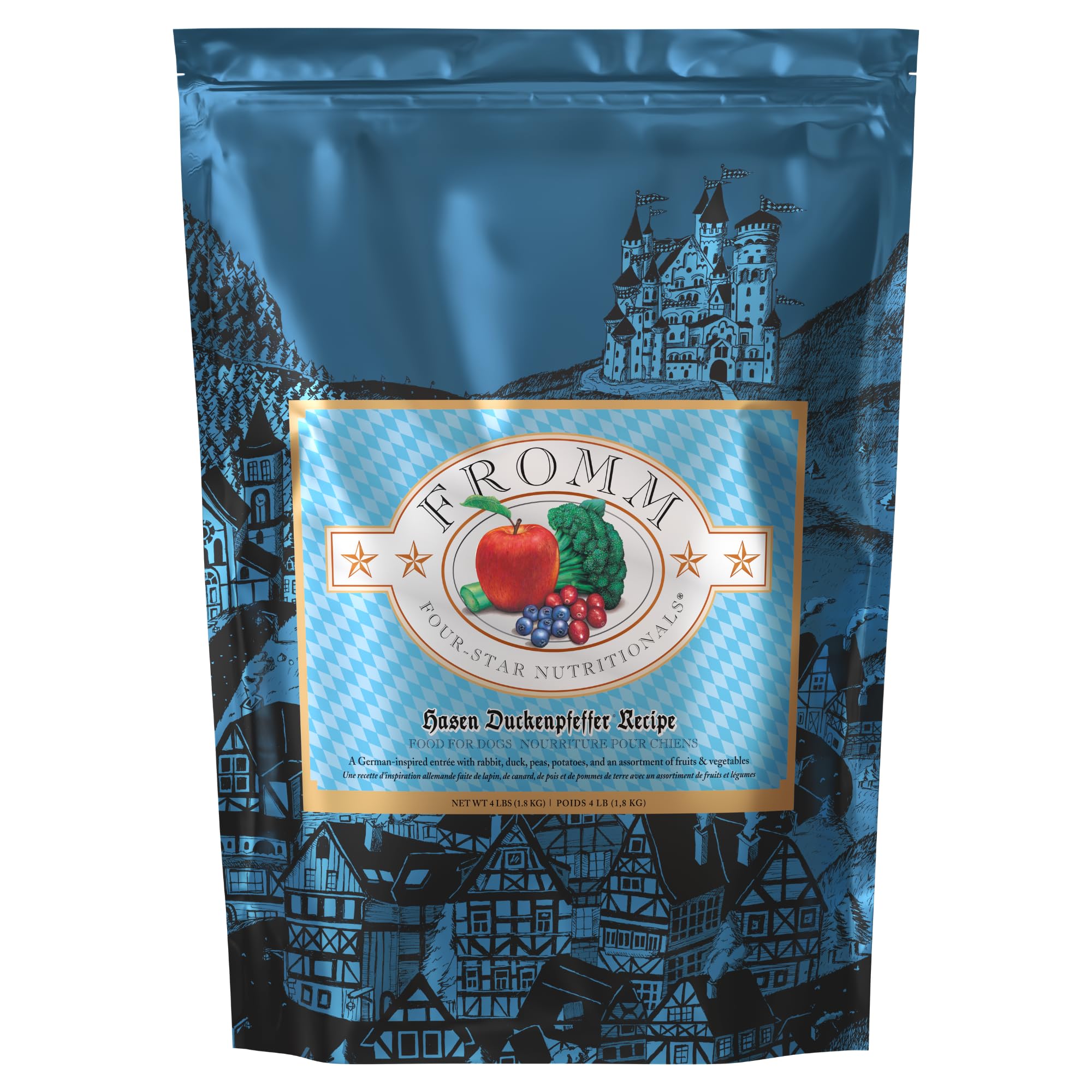 Fromm Four-Star Hasen Duckenpfeffer dry dog food bag supports all life stages nutrition