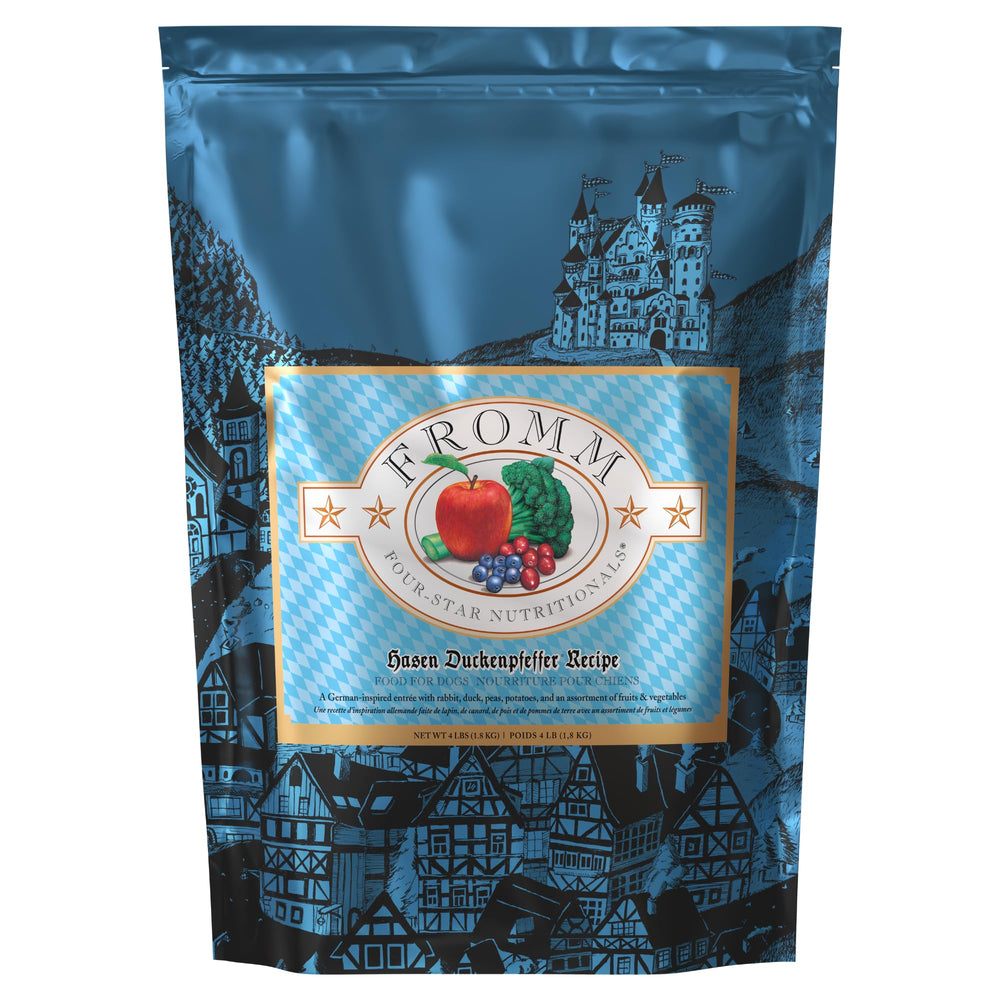 Fromm Four-Star Hasen Duckenpfeffer dry dog food bag supports all life stages nutrition