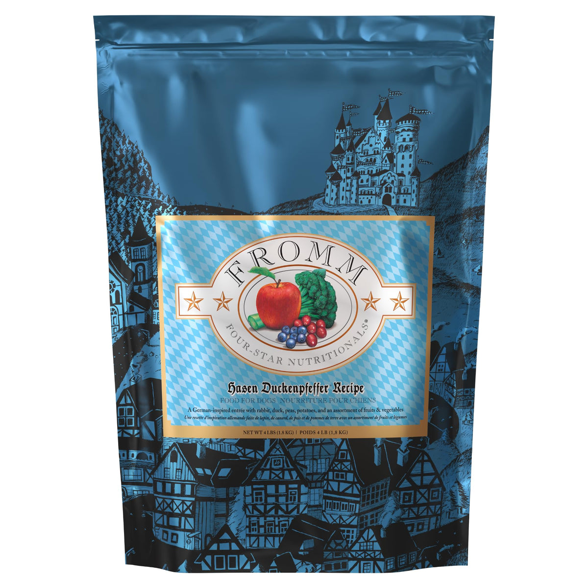 Fromm Four-Star Hasen Duckenpfeffer dry dog food bag supports all life stages nutrition