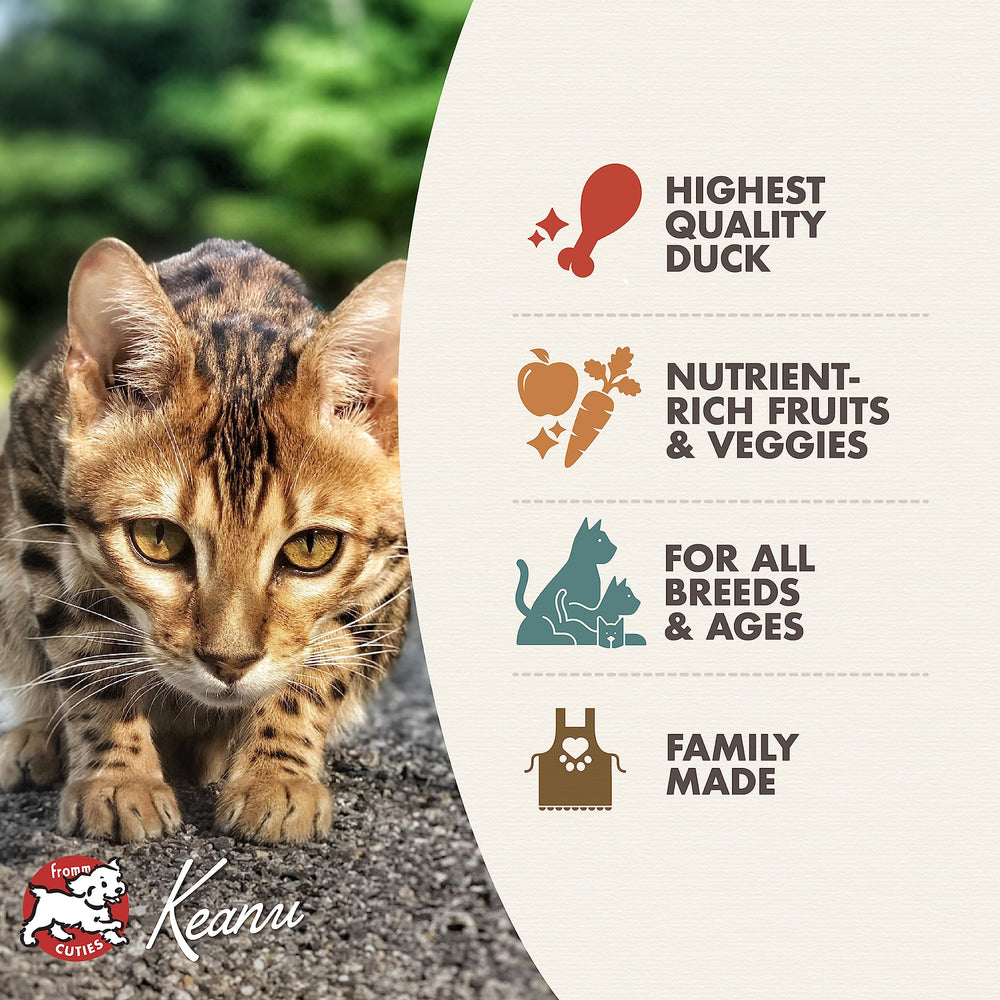 Fromm Hasen Duckenpfeffer ingredients peas and potatoes highlighted for wholesome cat nutrition