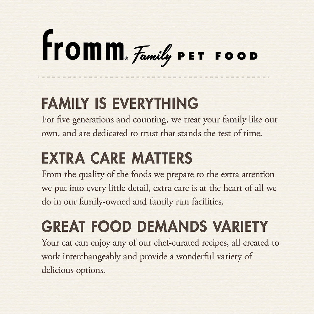 Fromm Hasen Duckenpfeffer packaging display highlighting premium dry cat food