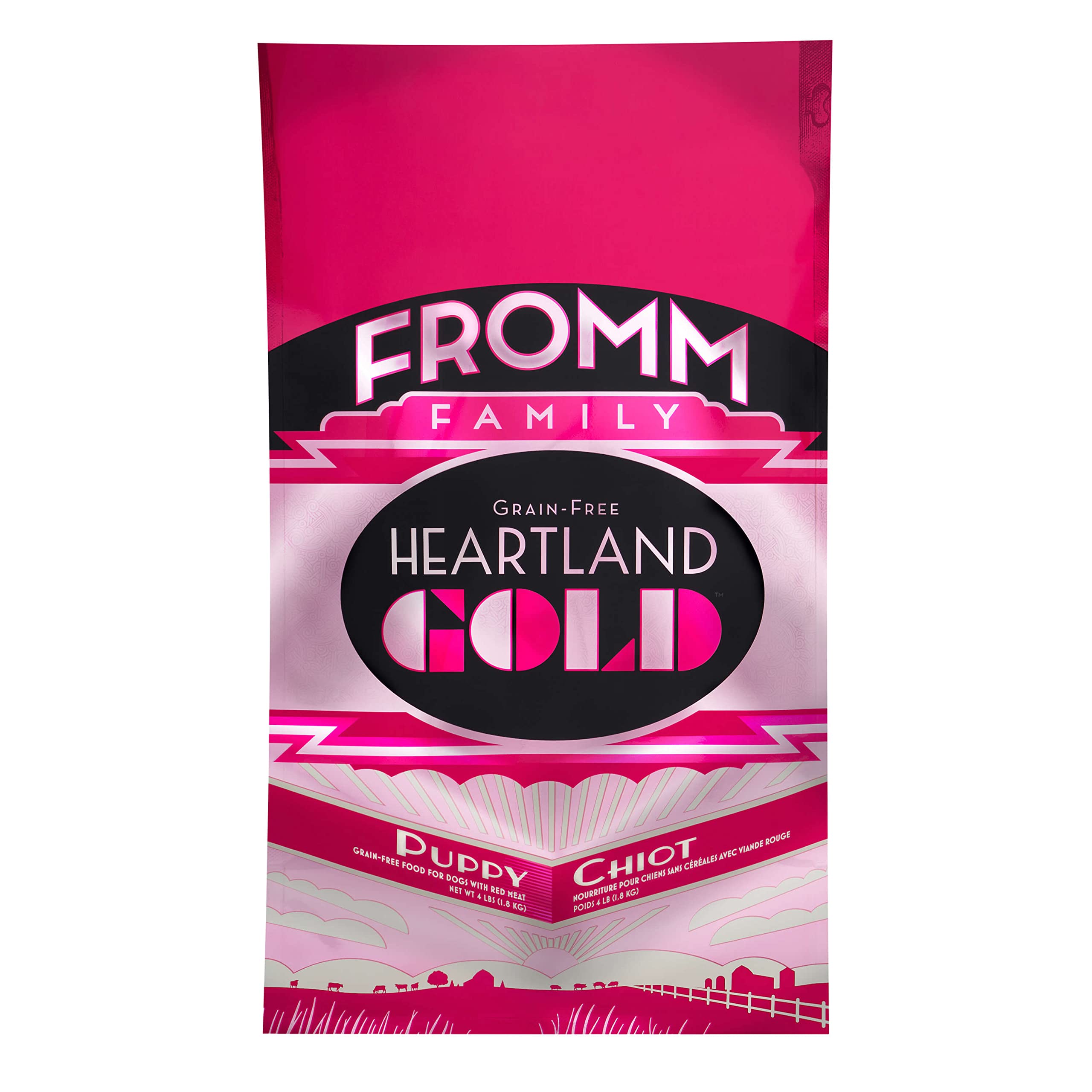 Fromm Heartland Gold Puppy beef-recipe kibble front, appetizing dry food for growing puppies