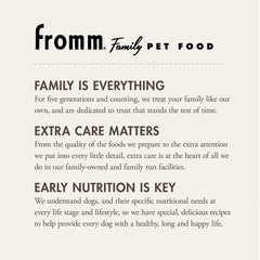 Fromm Heartland Gold Puppy kibble closeup, hearty protein pieces in kibble