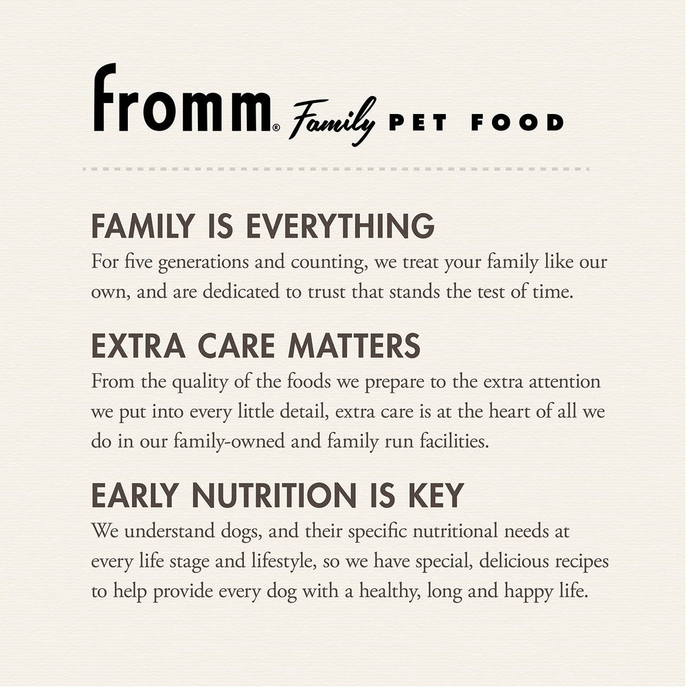 Fromm Puppy Gold whole-grain-blend image showcases energy-supporting carbs and essential nutrients.