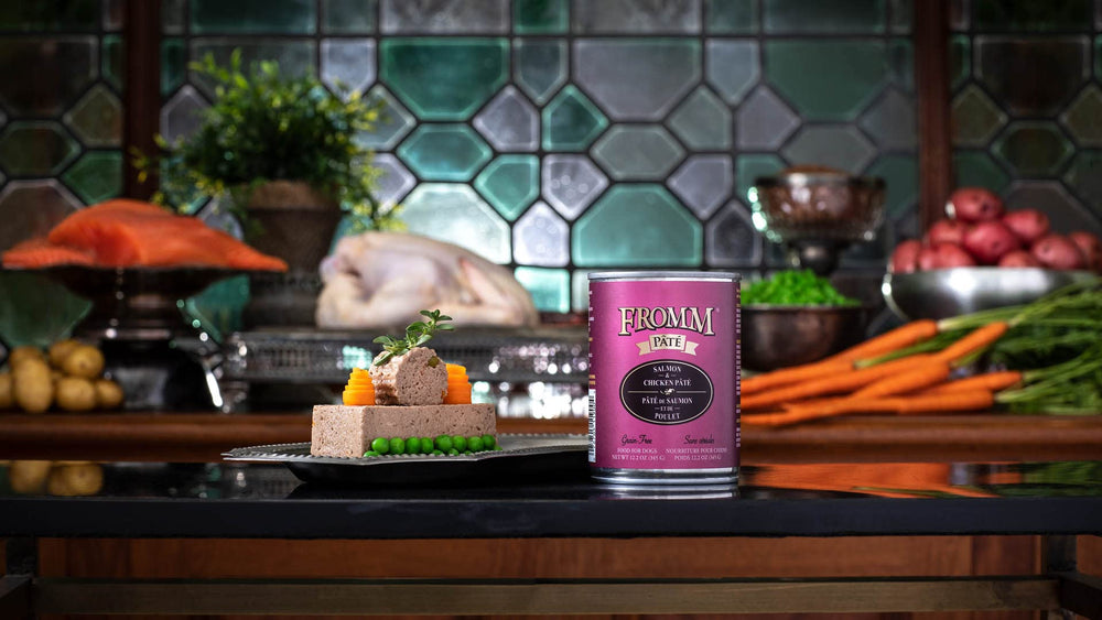 Fromm Salmon and Chicken Pate texture closeup – smooth, inviting paté.