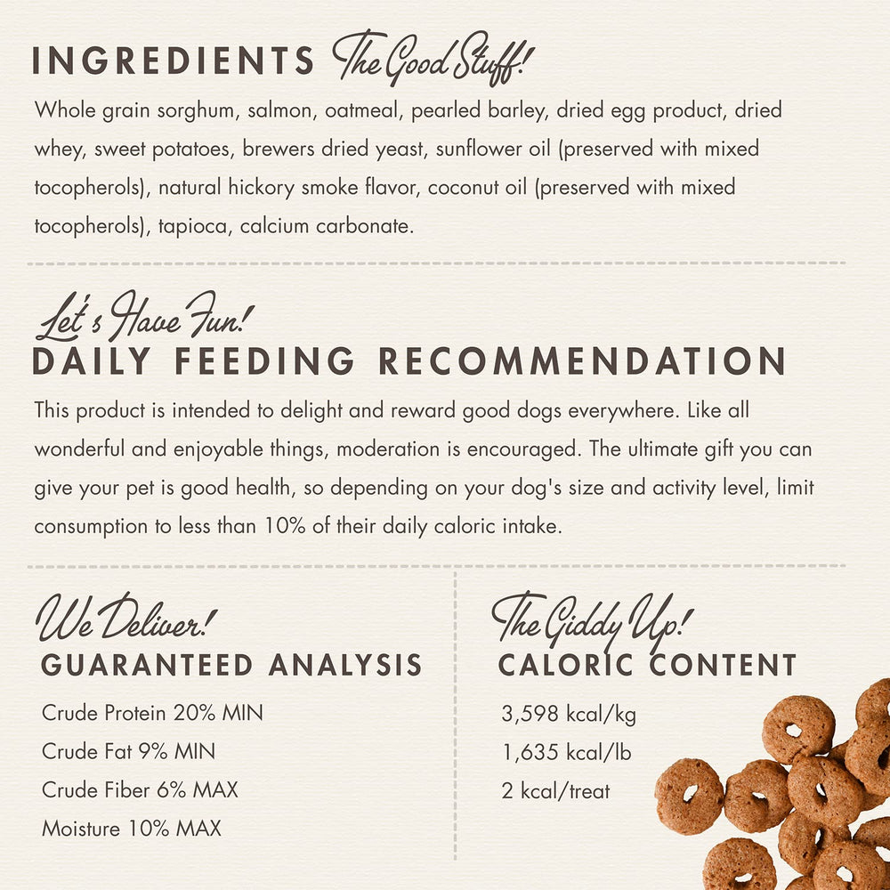 Fromm smoked salmon ingredient highlights real salmon and sweet potato.
