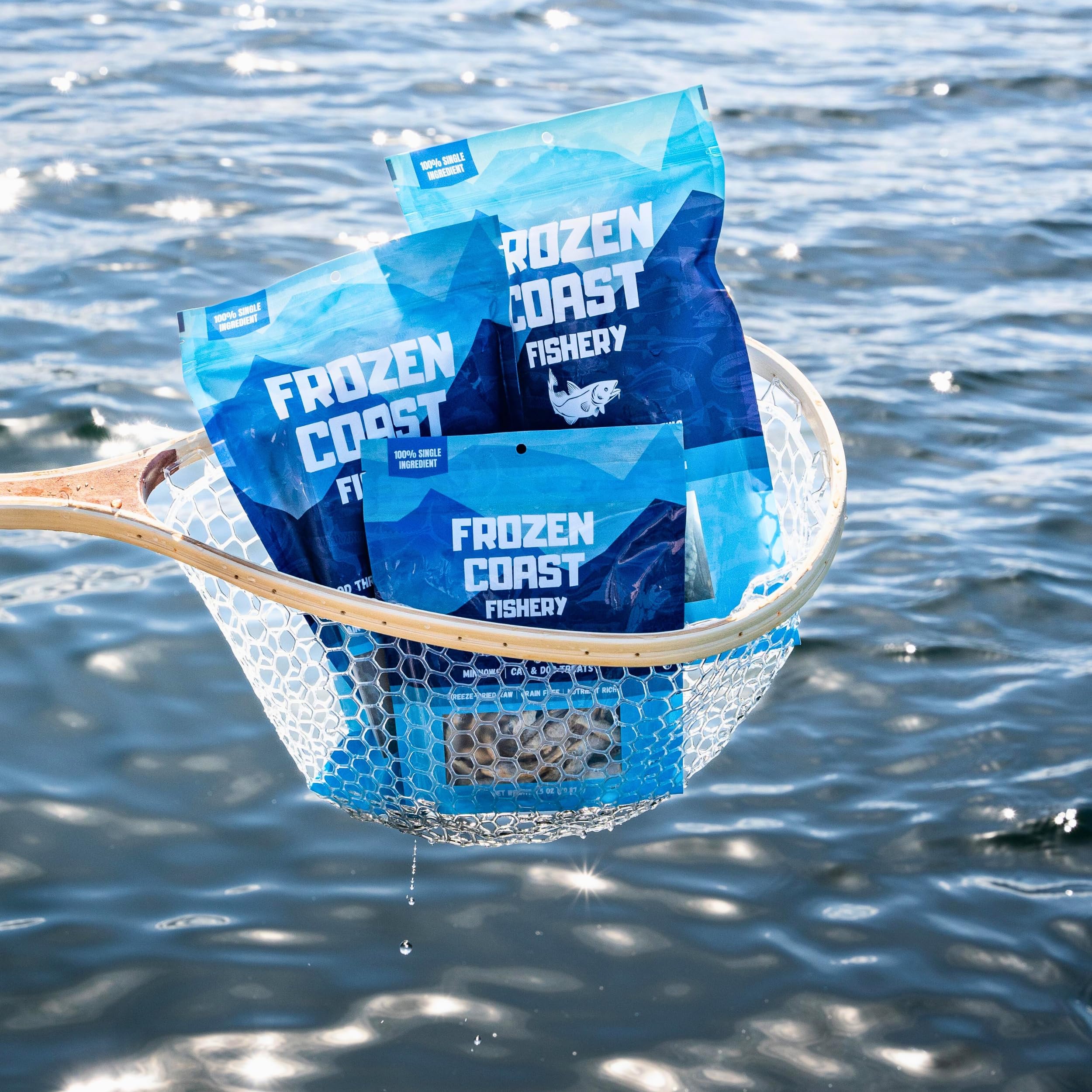 Frozen Coast Fishery minnow treats grain-free ingredient label highlights purity