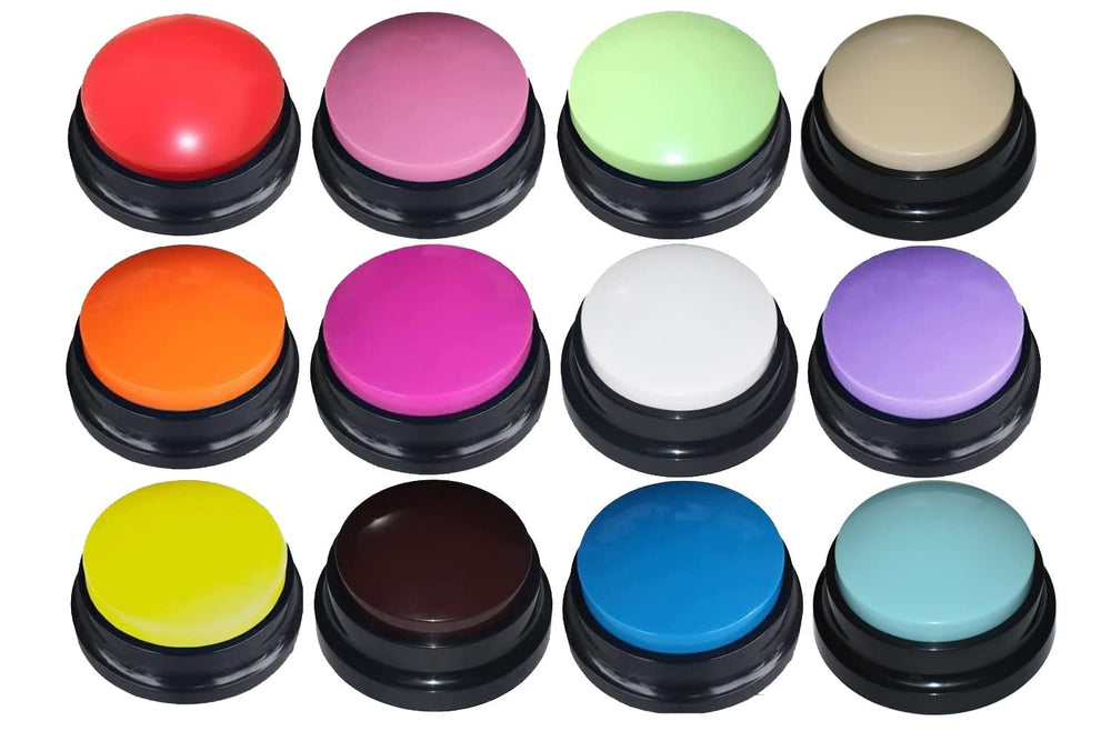 FRQNTKPA 12 color buttons pack shot emphasizing vibrant colors for interactive learning and fun.