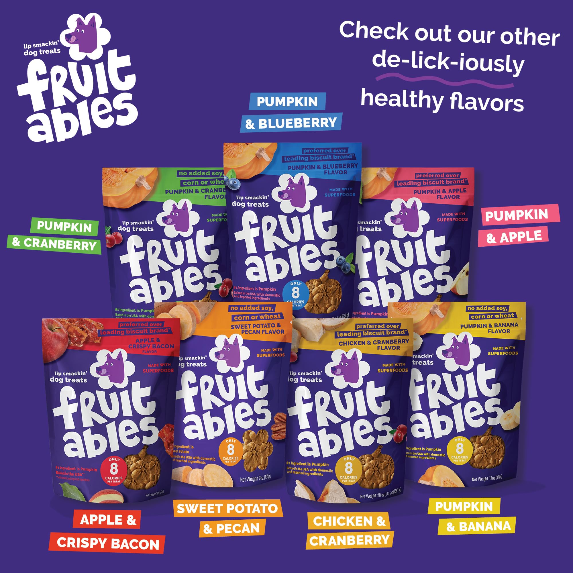 Fruitables Baked Crunchy Pumpkin Dog Treats Cranberry flavor – fiber-rich snack.