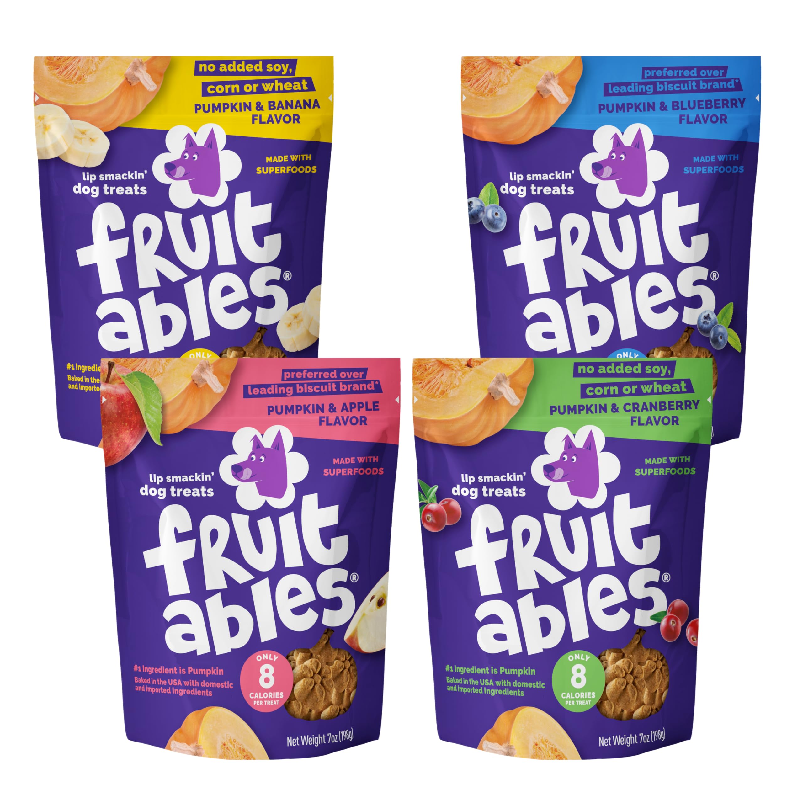 Fruitables Baked Dog Treats Pumpkin Apple Pouch offers a tasty, low-calorie reward for daily training.