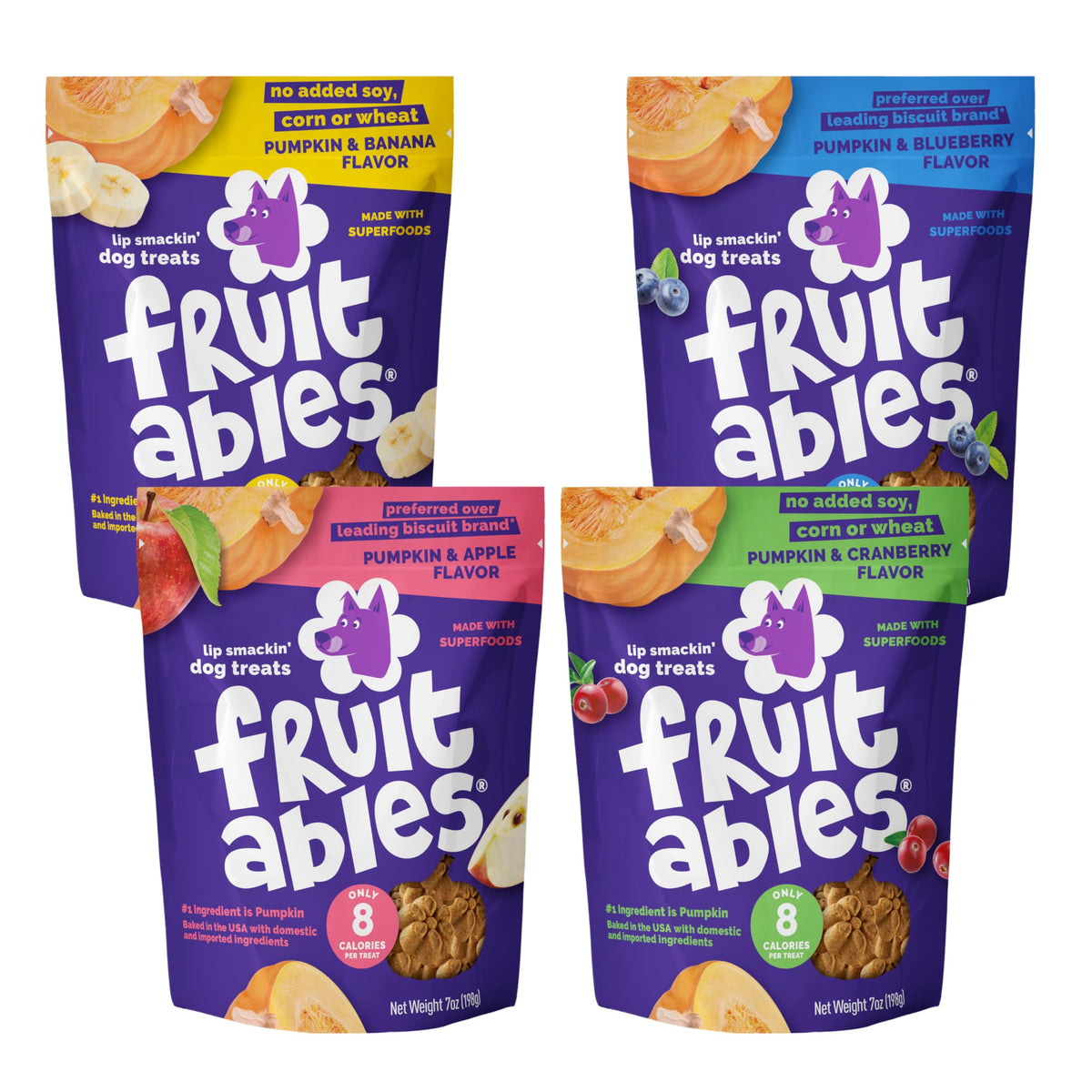 Fruitables Baked Dog Treats Pumpkin Apple Pouch offers a tasty, low-calorie reward for daily training.