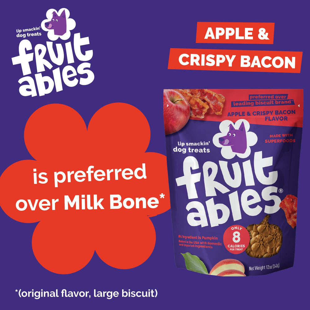 Fruitables Pumpkin Dog Treats blueberry flavor pouch — antioxidant-rich bite for rewards.