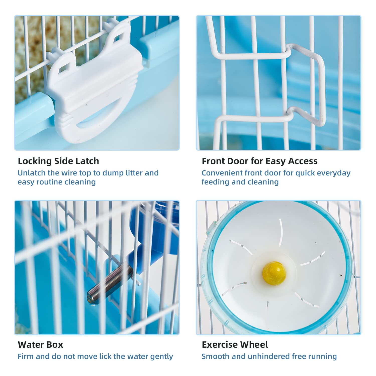 FSBTWOO cage front door opening measures 14.6x12.2x11 inches for convenient daily care.