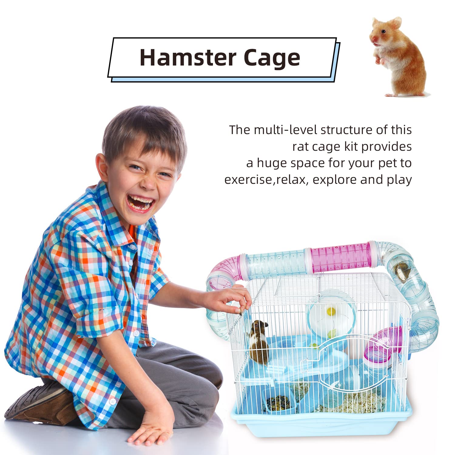 FSBTWOO hamster cage accessories include ladders and wheels for engaging activity.