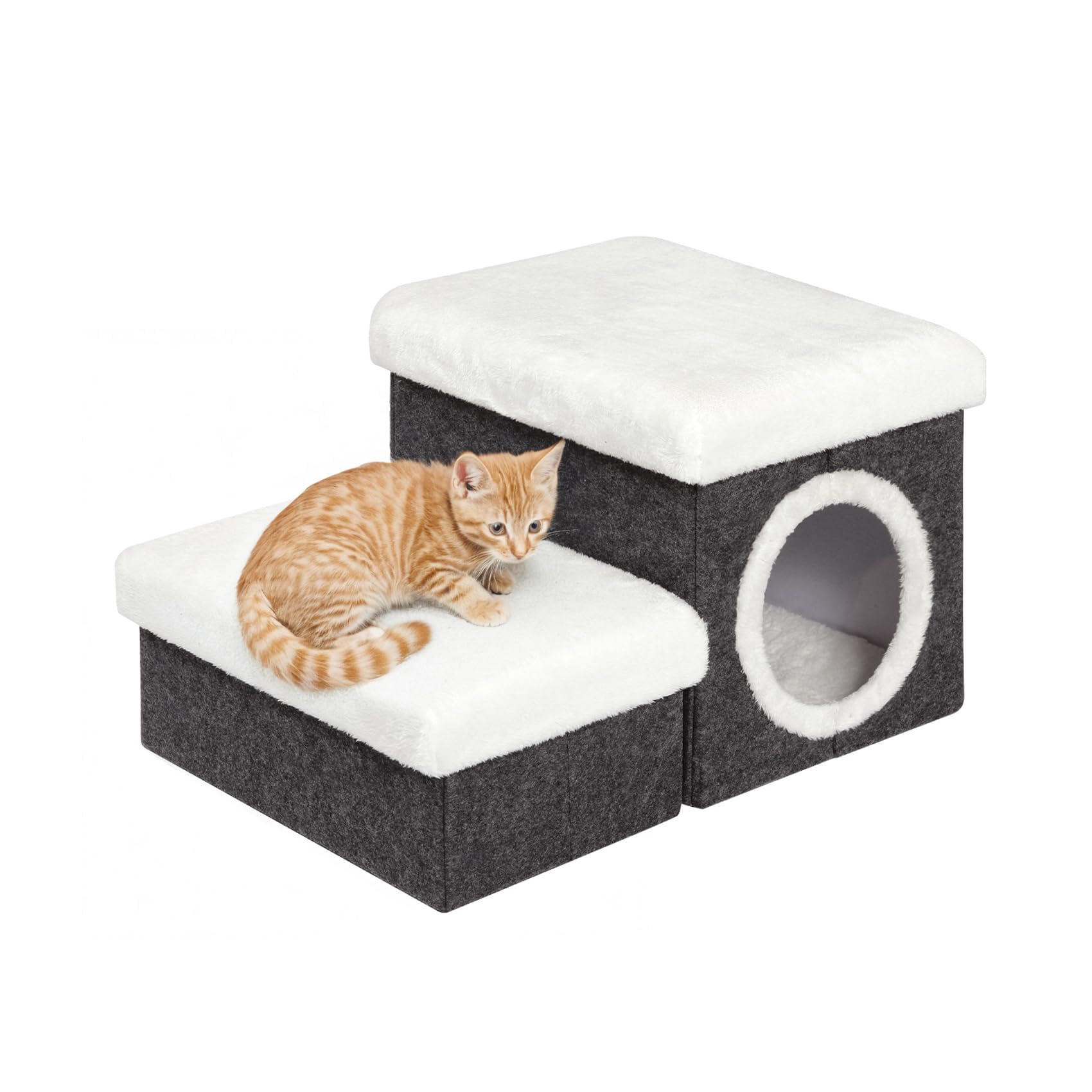 FSOBEIIALEO cat-house-stairs grey cozy resting space with storage