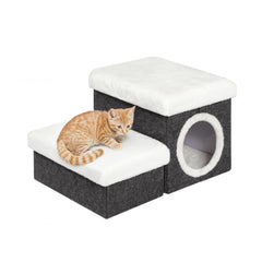 FSOBEIIALEO cat-house-stairs grey cozy resting space with storage