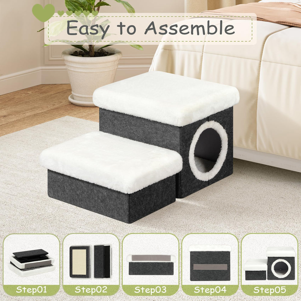FSOBEIIALEO cat-house-stairs folded flat for compact storage