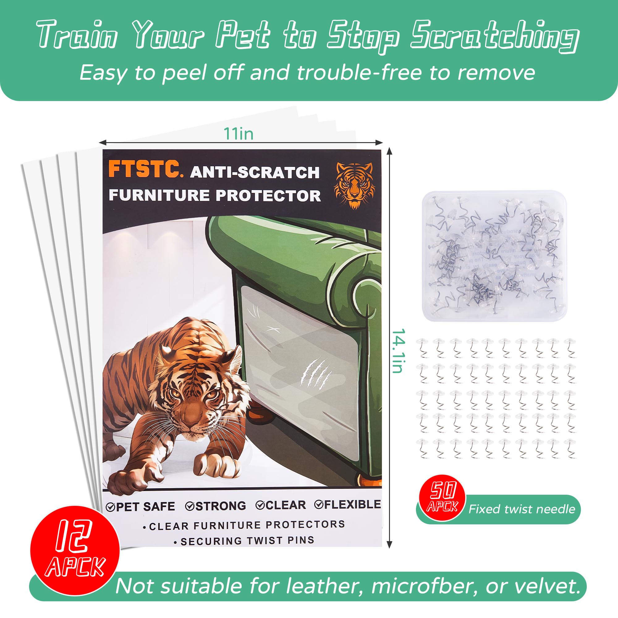 FTSTC anti-cat-scratch protector transparent installation remains discreet on surfaces.