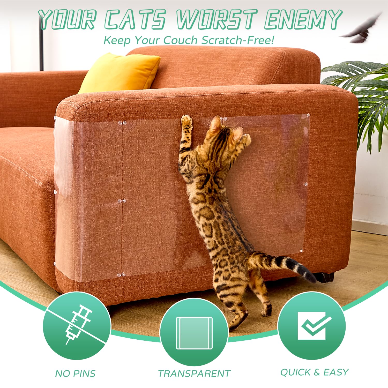 FTSTC anti-cat-scratch protector non-toxic vinyl with no odor.