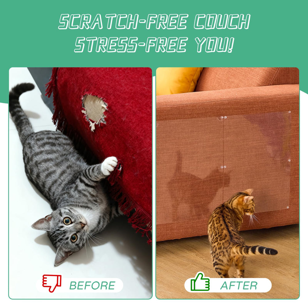 FTSTC anti-cat-scratch protector transparent film blends with furniture.