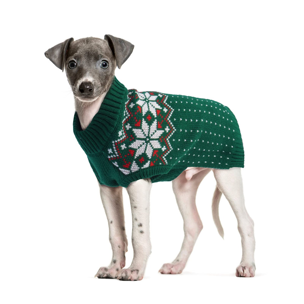 FUAMEY dog christmas sweater front view highlights warm knit for outdoor winter warmth