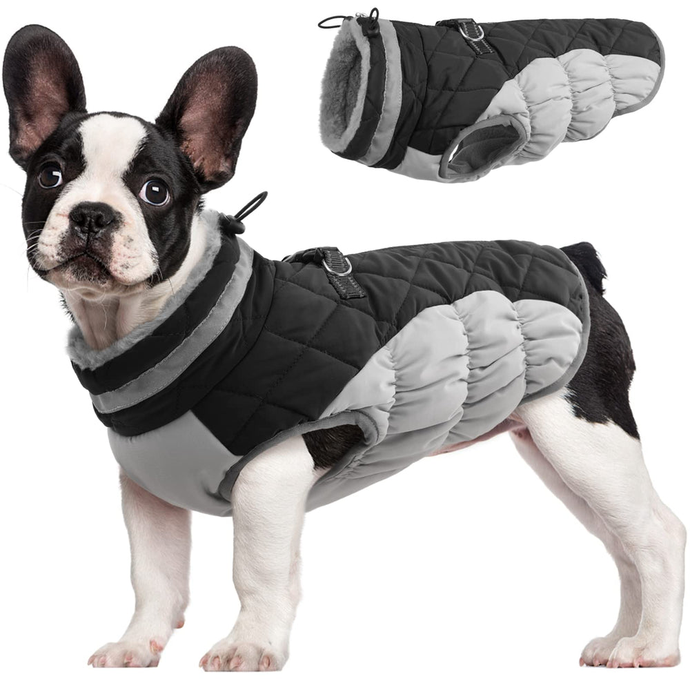 FUAMEY dog coat back zipper enables quick on-the-go dressing and leash attachment.