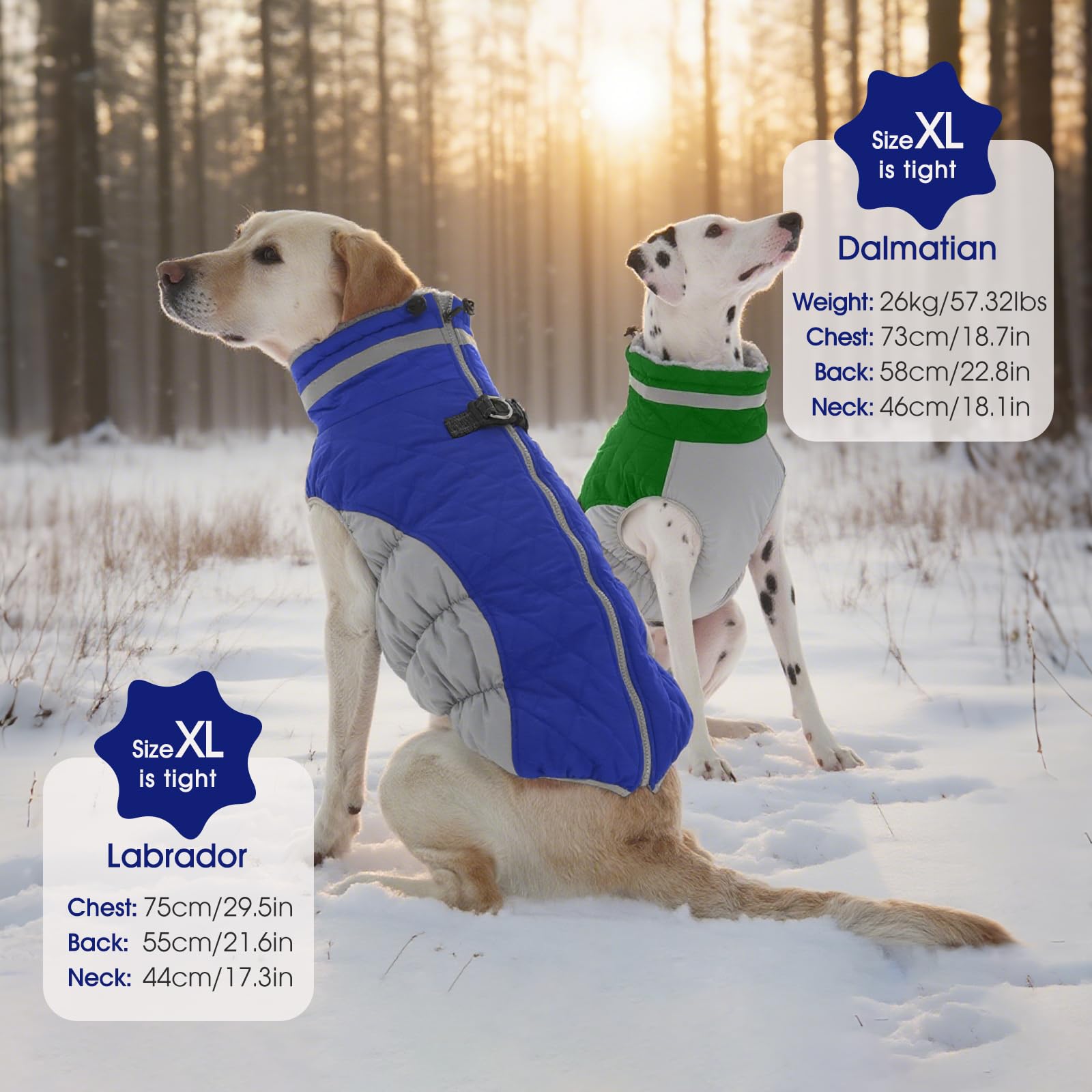 FUAMEY dog coat fleece lining provides warm, soft comfort
