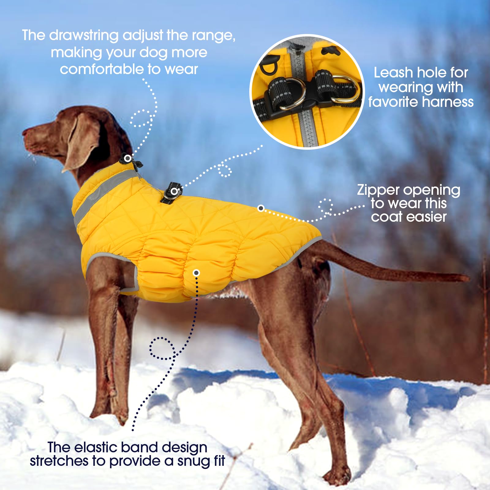 FUAMEY yellow winter coat bright color boosts daytime safety