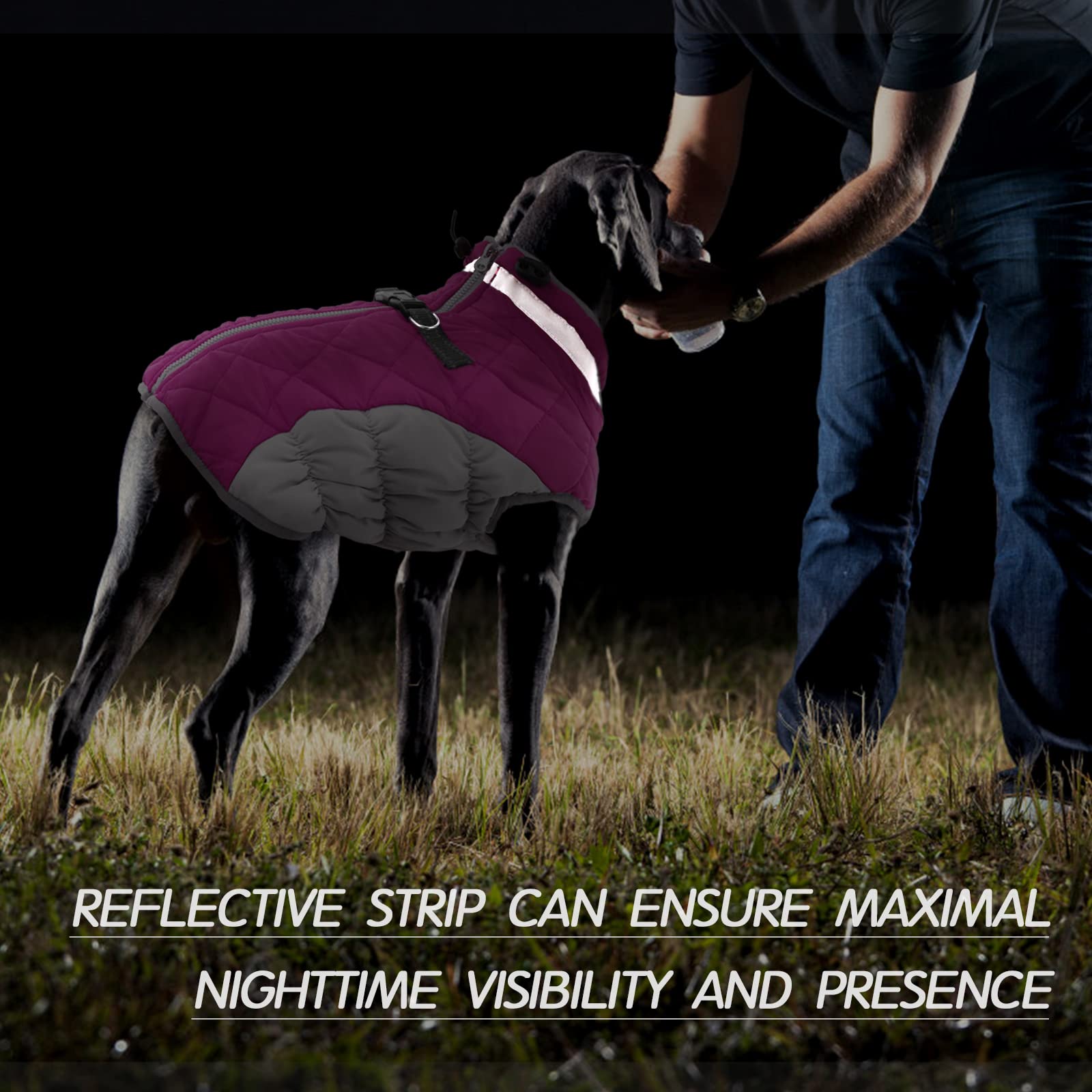FUAMEY dog coat pink reflective strip boosts night visibility