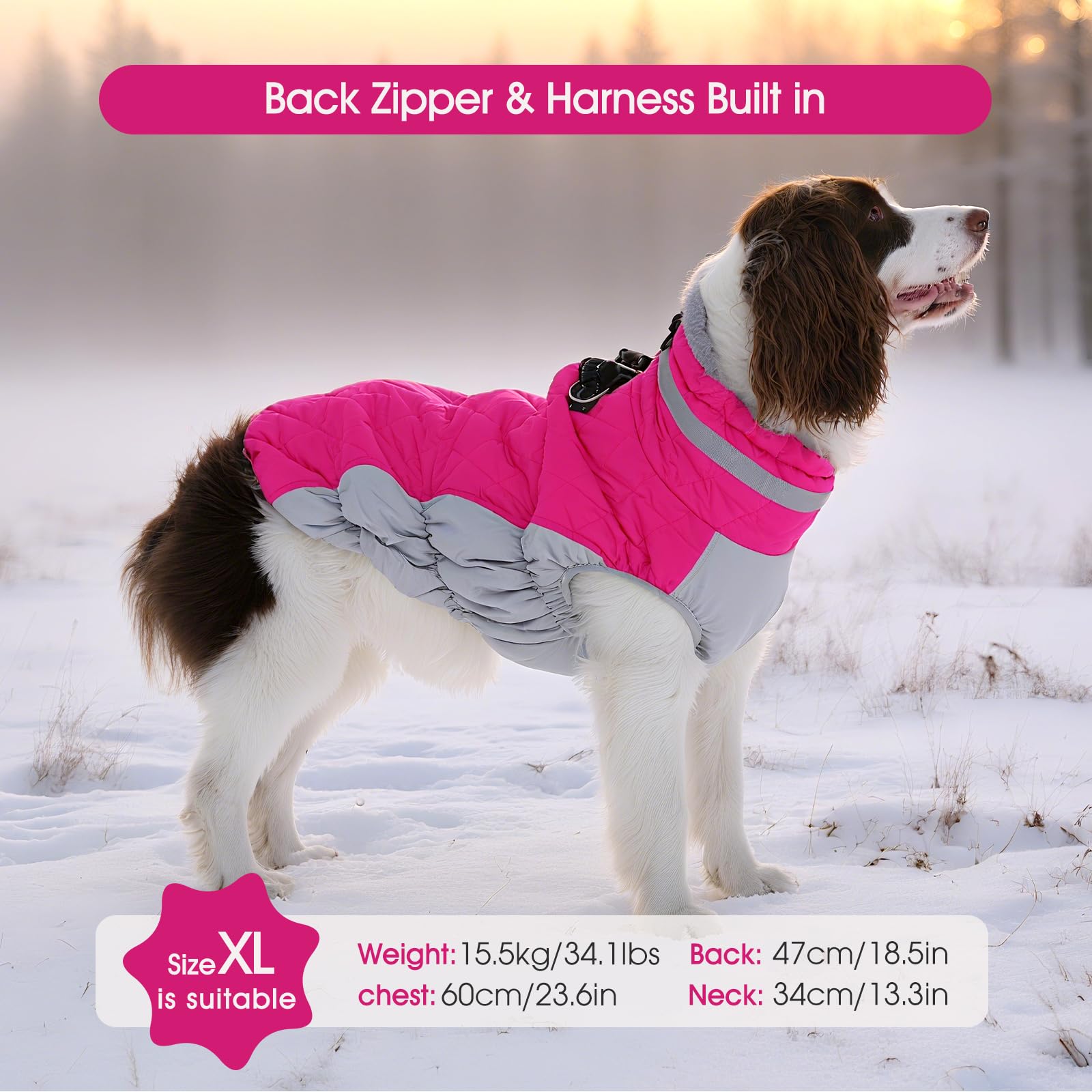 FUAMEY dog coat water-resistant material keeps fur drier during drizzle.