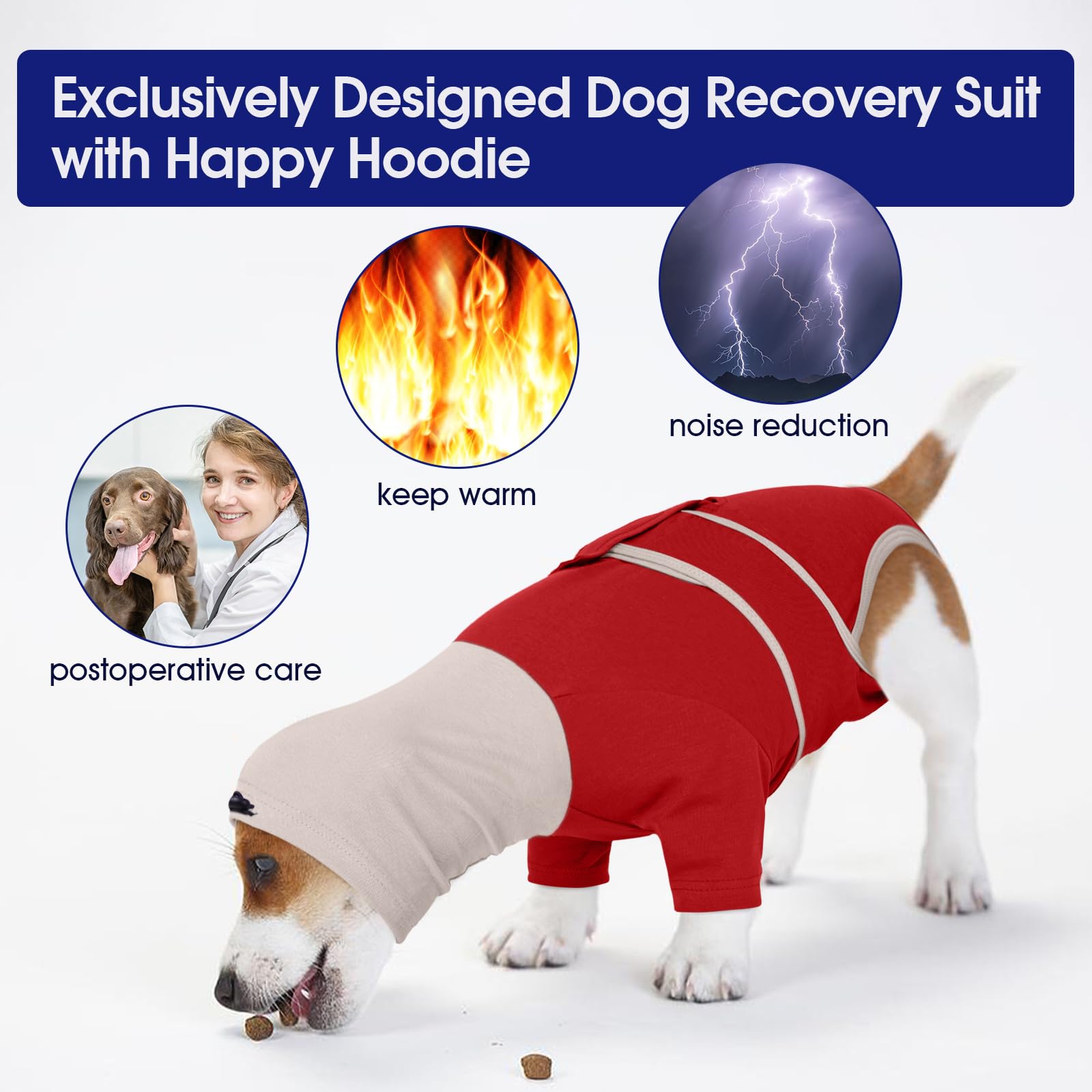 FUAMEY dog cone alternative demonstrated with extended neck coverage and easy movement