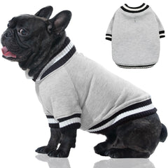 FUAMEY dog pullover sweatshirt front view in grey XS, showing snug warmth