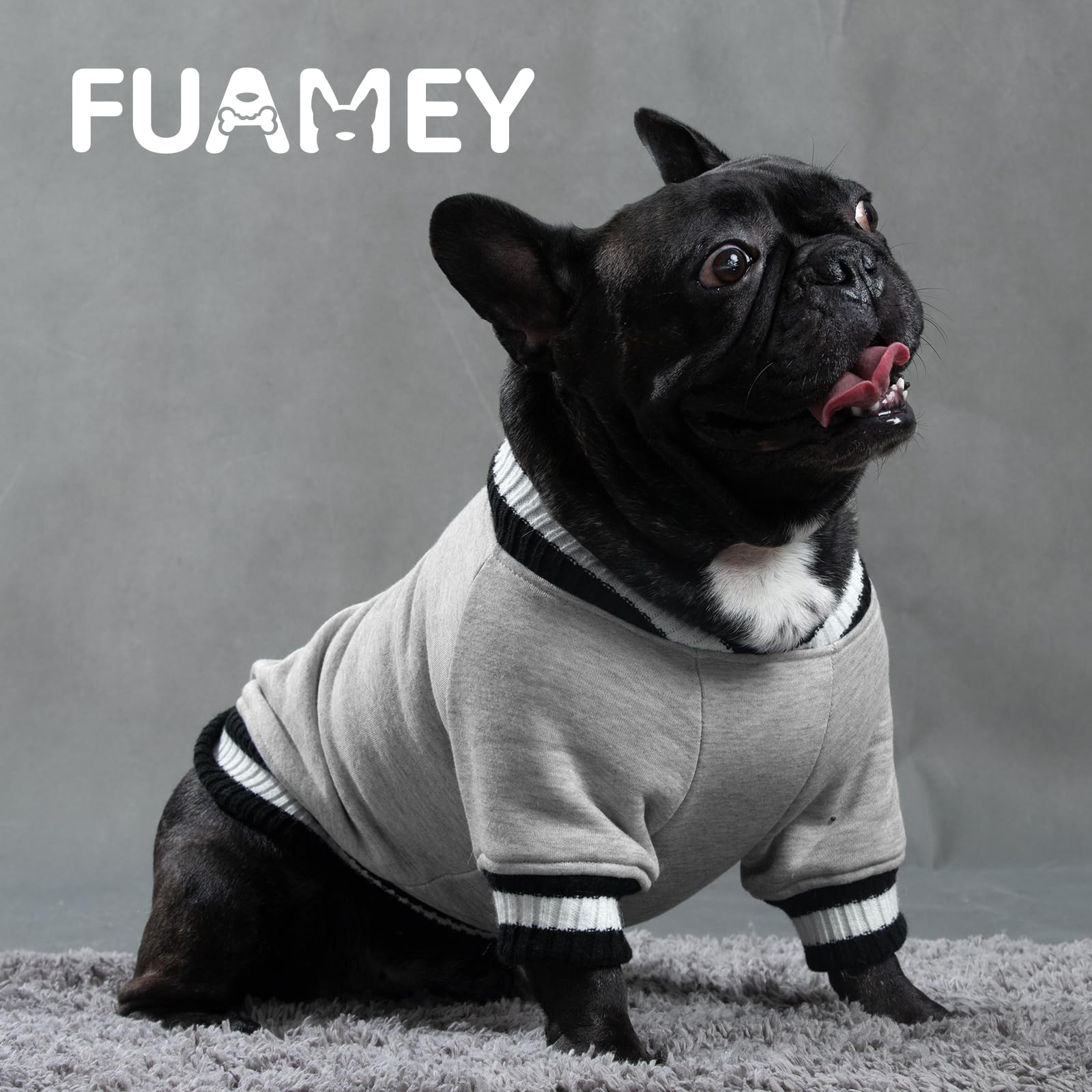 FUAMEY dog pullover outdoors while walking in grey, lightweight warmth