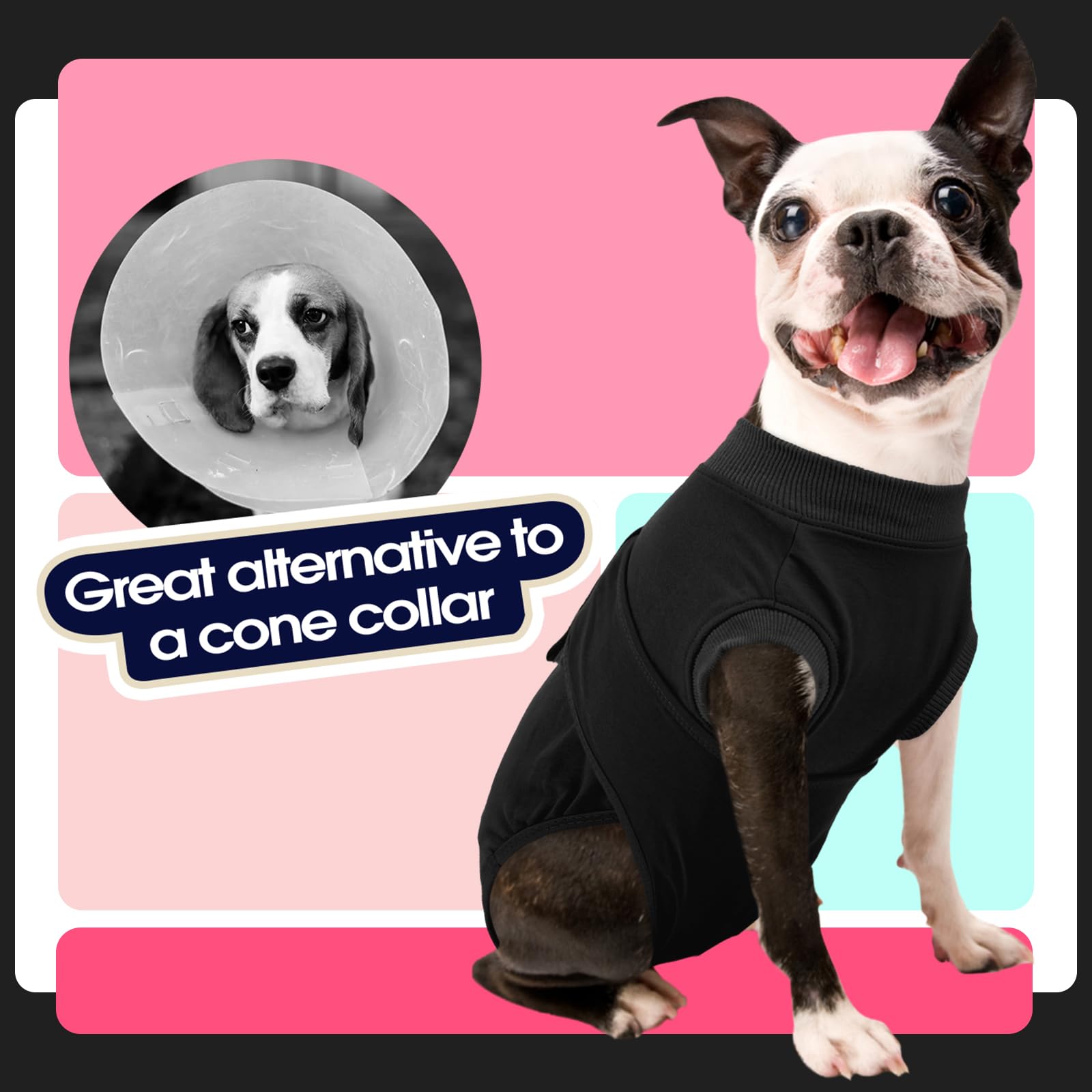 FUAMEY dog recovery suit with diaper-compatible design to manage messes