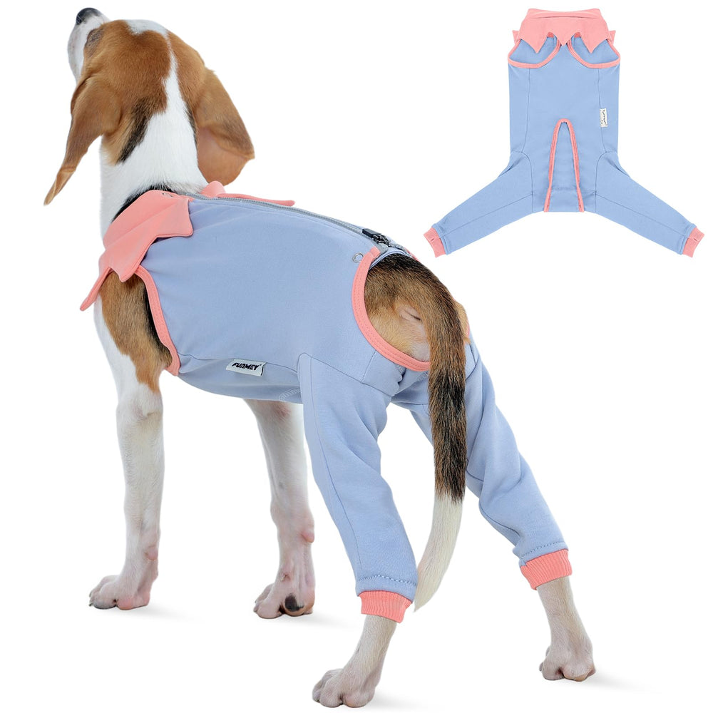 FUAMEY dog recovery suit front view shows full coverage for wound protection