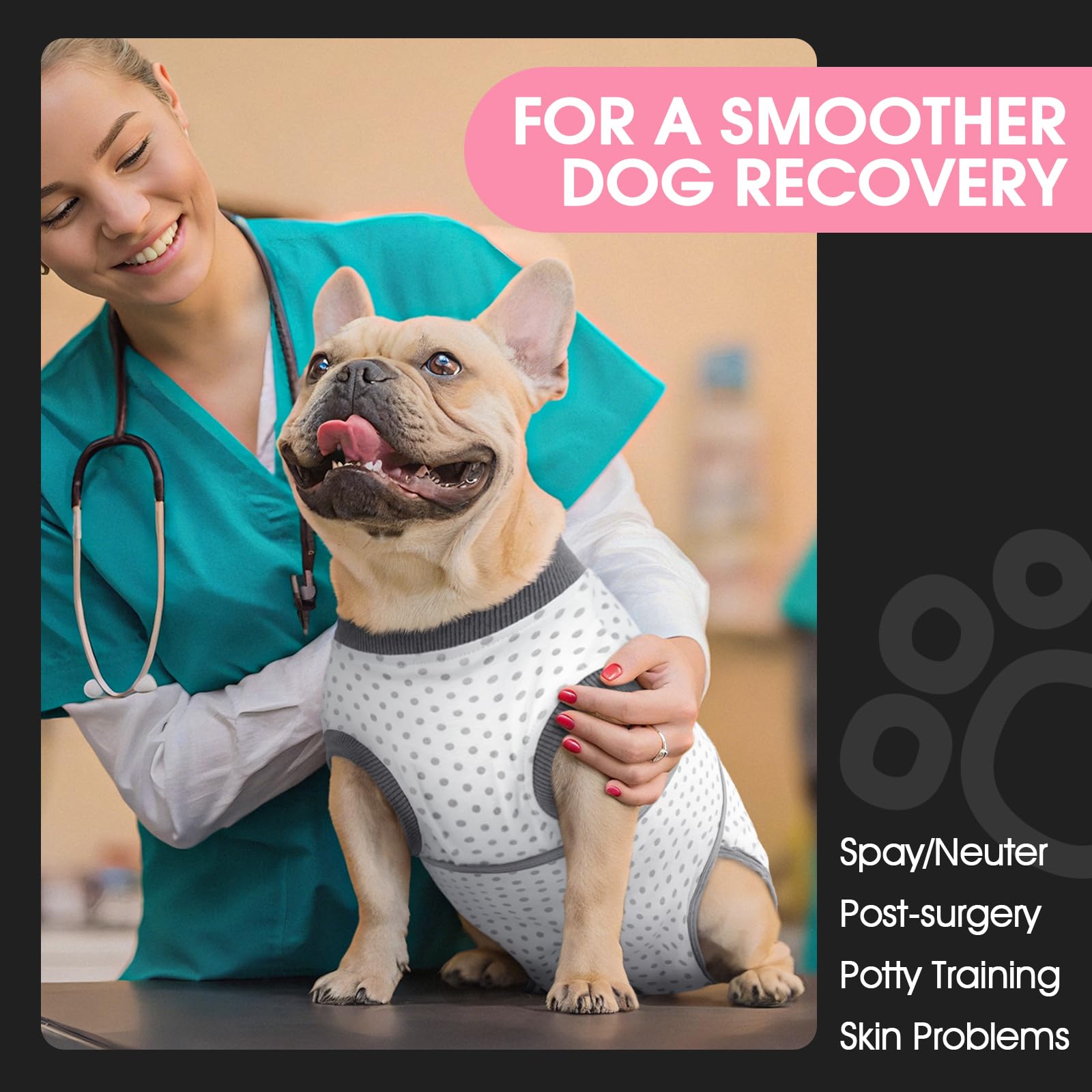 FUAMEY dog recovery suit side profile illustrates flexibility during movement.