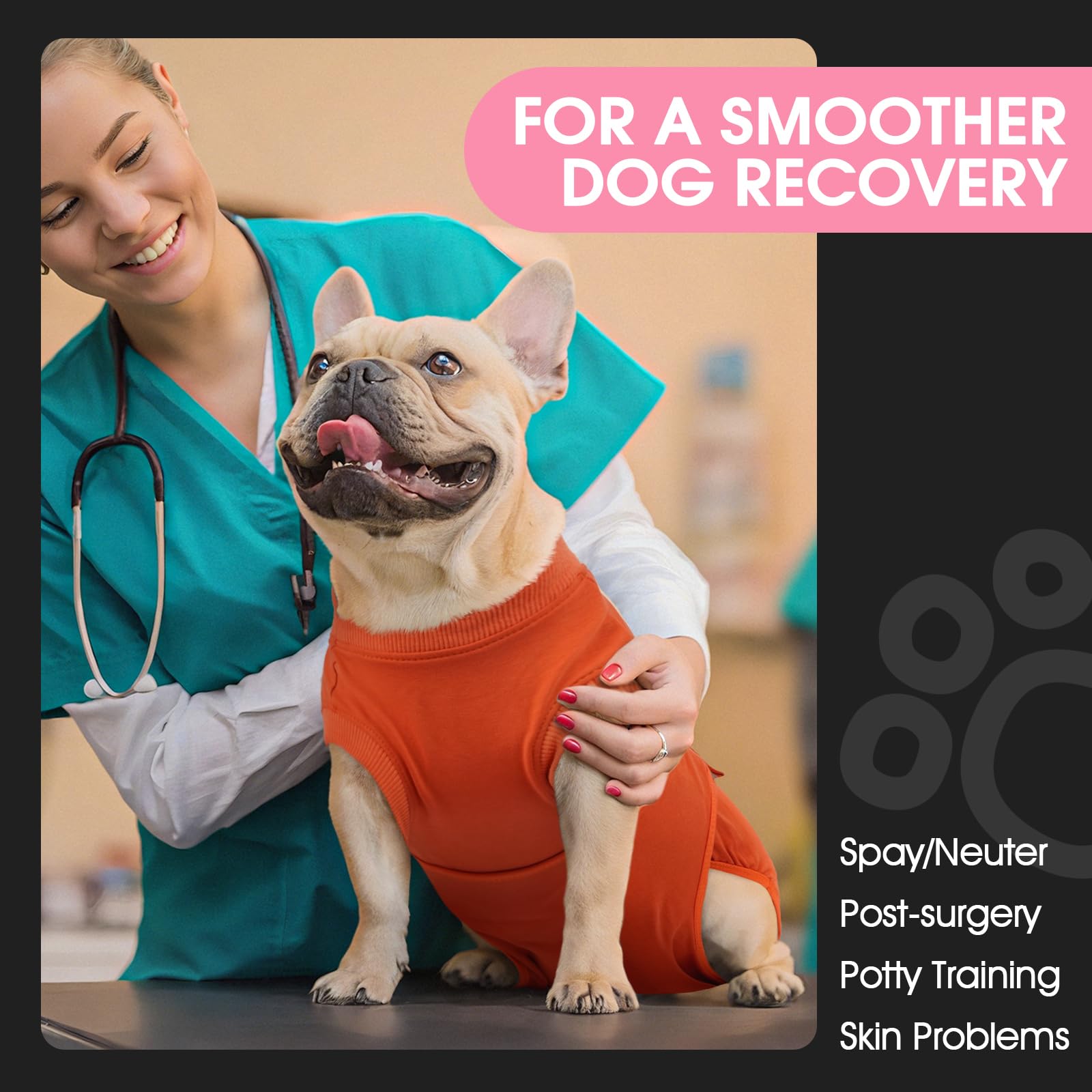 FUAMEY dog recovery suit postoperative view for neuter recovery.