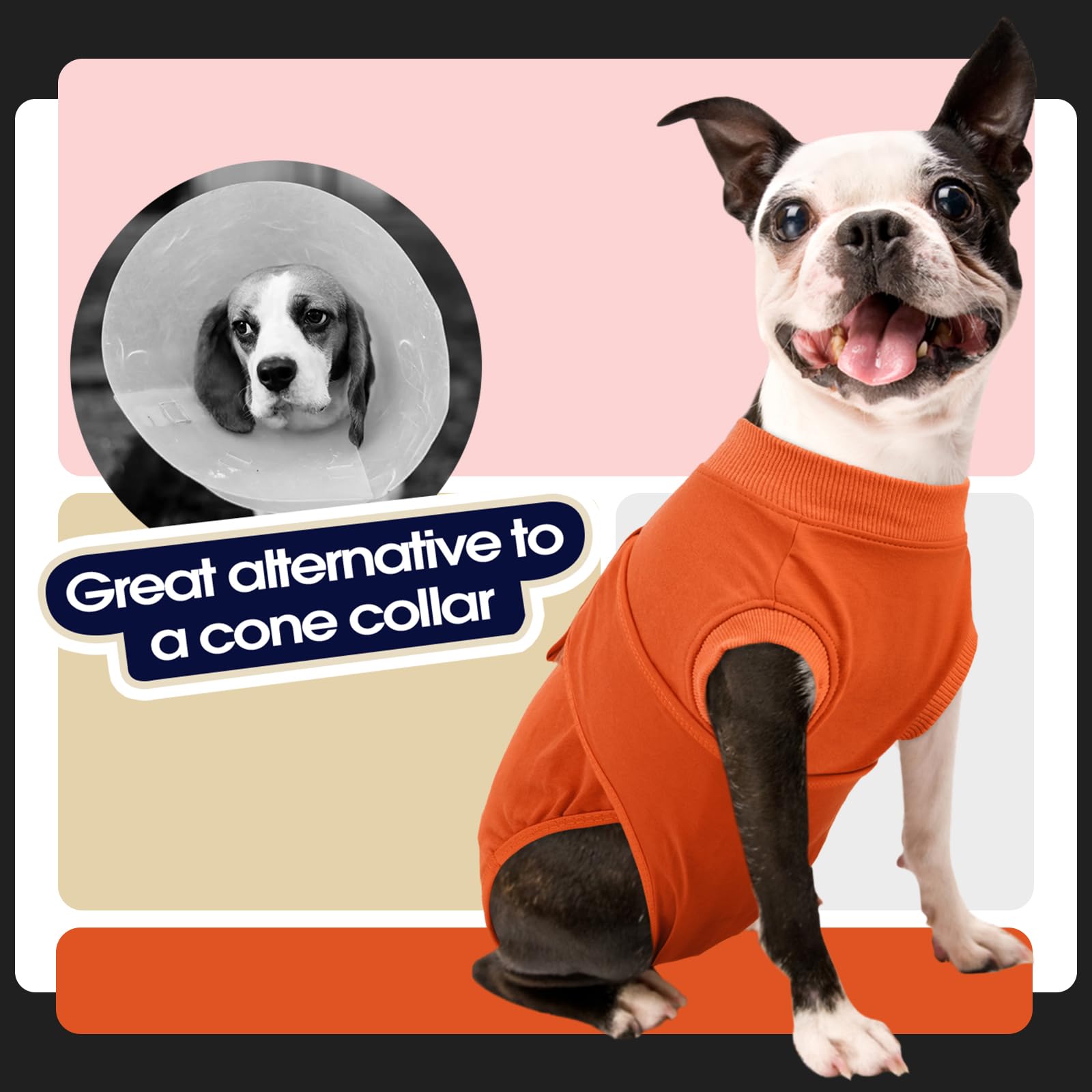 FUAMEY dog recovery suit puppy spay shirt on young dog.