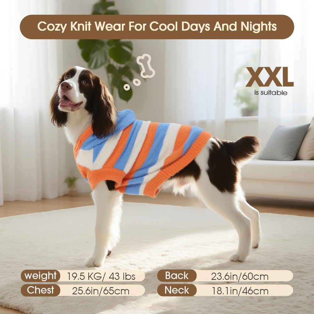 FUAMEY dog sweater hooded design close-up shows plush, snug warmth.